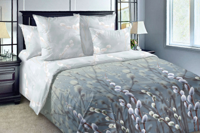 Постельное белье Весенняя капель 1, Перкаль зеленый