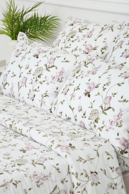 Пододеяльник поплин Пиония белый